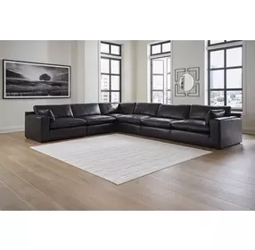 Emilia Black Leather Modular 6 Piece Sectional