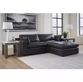 Emilia Black Leather Modular 3 Piece Sectional