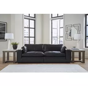 Emilia Black Leather Modular 99" Loveseat