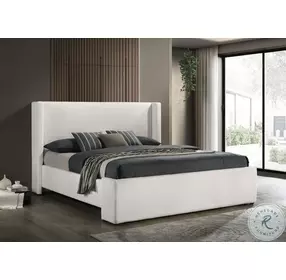 Alamosa White King Upholstered Wingback Platform Bed