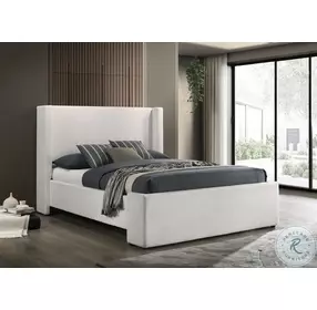 Alamosa White Queen Upholstered Wingback Platform Bed