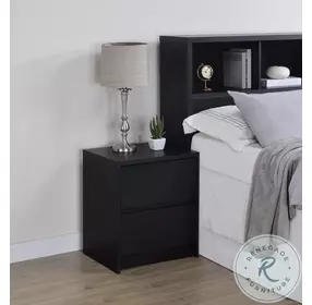 Westpark Black 2 Drawer Nightstand with LED Lights and USB Port