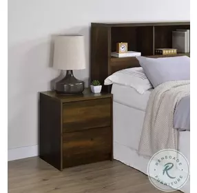 Westpark Dark Pine 2 Drawer Nightstand with LED Lights and USB Port