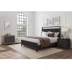 Aurora Peppercorn King Open Panel Bed