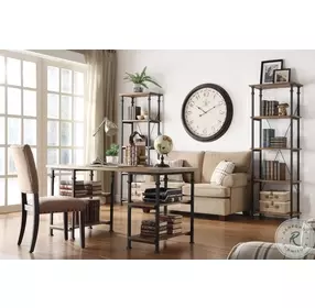 Factory Rustic Poplar and Black Writing Desk