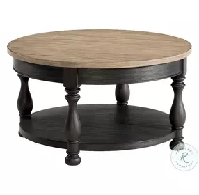 Barrington Two Tone Antique Oak and Matte Black Round Occasional Table Set