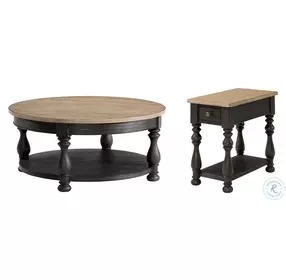 Barrington Two Tone Antique Oak And Matte Black End Table