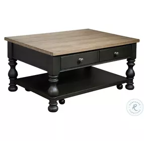 Barrington Two Tone Antique Oak and Matte Black Rectangle Occasional Table Set