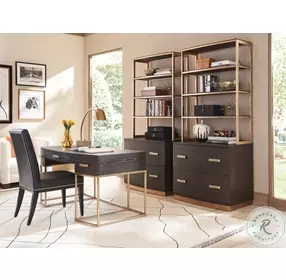 Windsor Park Rich Mocha and Warm Silver Leaf Brookings 3 Drawer Writing Desk