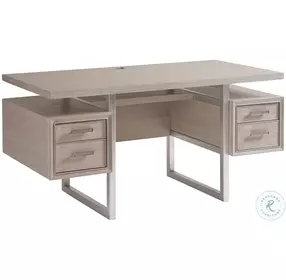 Barrington Misty White and Silver Leaf 4 Drawer Evanston Home Office Set
