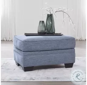 Carissa Manor Denim Performance Fabric Ottoman