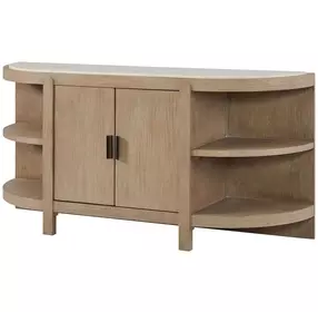 Elements Toffee Curved 2 Door Console Table with Marble Top