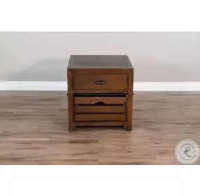 Havenstead Dark Brown Rectangular End Table with Drawer
