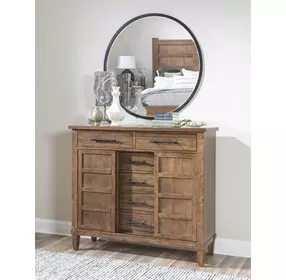 Artisans Place Vintage Pine and Ironwood Round Dresser Mirror