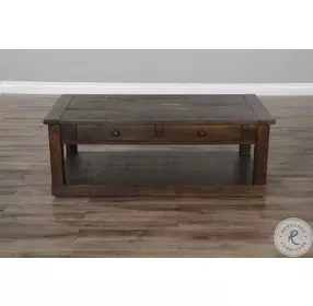 Ember Grace Dark Brown 48" Rectangular Coffee Table with Casters
