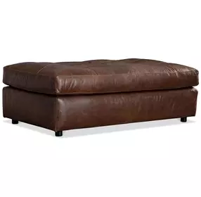 Nest Brown Leather Upholstered Rectangular Ottoman