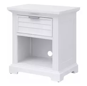Heritage Coast Coastal White 1 Drawer Nightstand with USB Charging