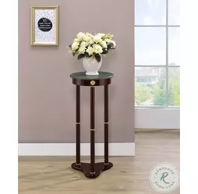 Edie Merlot Round Marble Top Accent Table