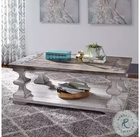 Red Rock Heavy Distressed White And Gravel Occasional Table Set