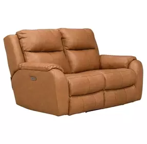 Marquis Caramel Leather 62" Power Reclining Loveseat with Power Headrest and USB Charging