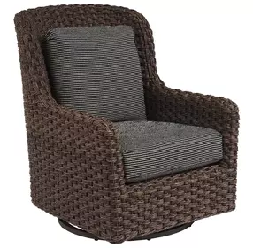 Kilimanjaro Black Upholstered Outdoor Swivel Glider Accent Chair