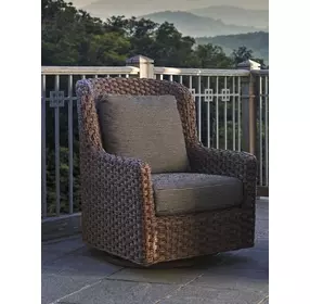 Kilimanjaro Black Upholstered Outdoor Swivel Glider Accent Chair