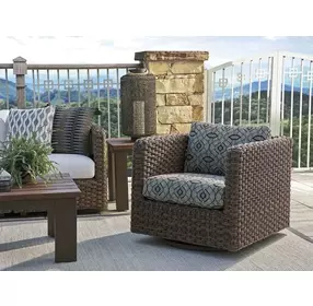 Kilimanjaro Black Upholstered Outdoor Swivel Glider Lounge Chair