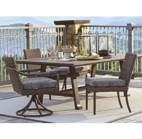 Kilimanjaro Black Upholstered Outdoor Swivel Rocker Dining Chair