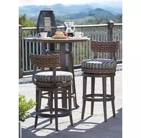 Kilimanjaro Black Upholstered Outdoor Swivel Counter Height Stool