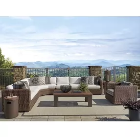 Kilimanjaro Beige 4 Piece Modular Outdoor Sectional with Loveseat