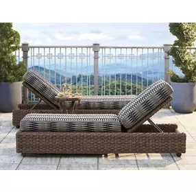 Kilimanjaro Black and Gray Outdoor 83" Chaise Lounge