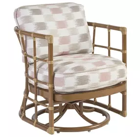 Sandpiper Bay Pink and White Upholstered Outdoor Swivel Chair