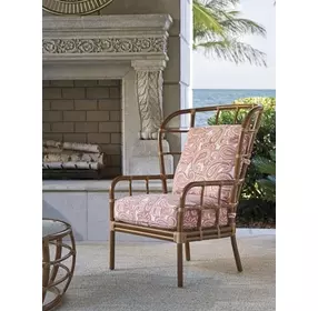 Sandpiper Bay Pink and White Upholstered Outdoor Wing Accent Chair