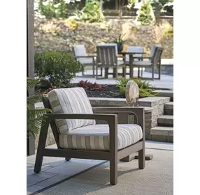 Mozambique Beige and Tan Upholstered Outdoor Occasional Chair