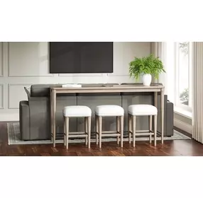 Wilmington Sand Frosted Glass Console Table with 3 Stools
