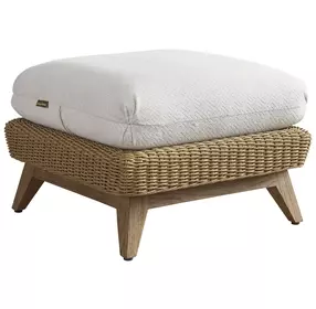 Isle of Palms Ivory Upholstered Square Outdoor Ottoman