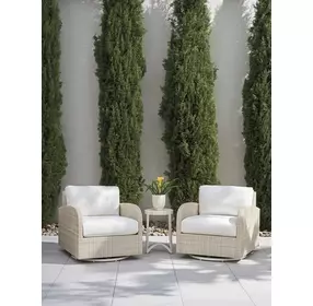 Sand Dune Cream Outdoor Round Stone Top Accent Table