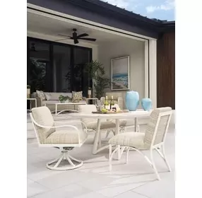 Sand Dune Ivory and Taupe Upholstered Outdoor Dining Arm Chair