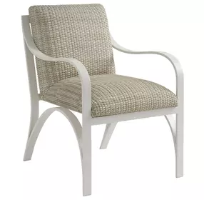 Sand Dune Ivory and Taupe Upholstered Outdoor Dining Arm Chair