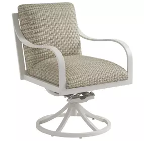 Sand Dune Beige Upholstered Outdoor Swivel Dining Rocker Chair
