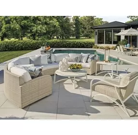 Sand Dune Cream Outdoor Round Stone Top Cocktail Table