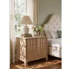 Haven Sun Oak 3 Drawer Nightstand with USB Charging