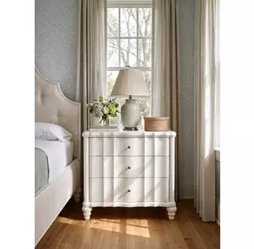 Haven Warm White 3 Drawer Nightstand with USB Charging