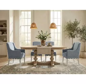 Haven Sea Blue Upholstered Hostess Chair Set of 2