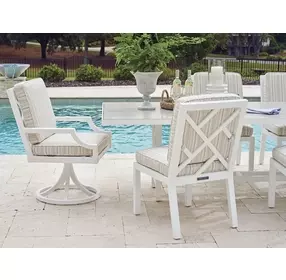 Island Classic Beige and Brown Upholstered Outdoor Side Chair