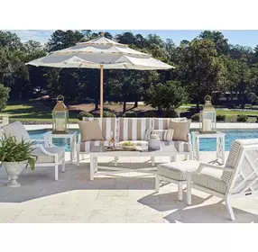 Island Classic White and Brown Outdoor 86" Sofa