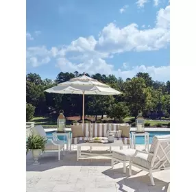 Island Classic Cream and Gray Outdoor Square Quartz Top End Table