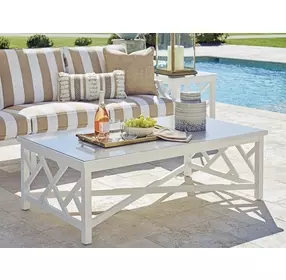 Island Classic Cream and Gray Outdoor Rectangular Quartz Top Occassional Table Set