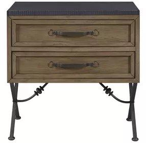 Magnolia Almond and Black 2 Drawer Nightstand with USB Charging