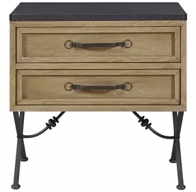 Magnolia Cashew and Black 2 Drawer Nightstand with USB Charging